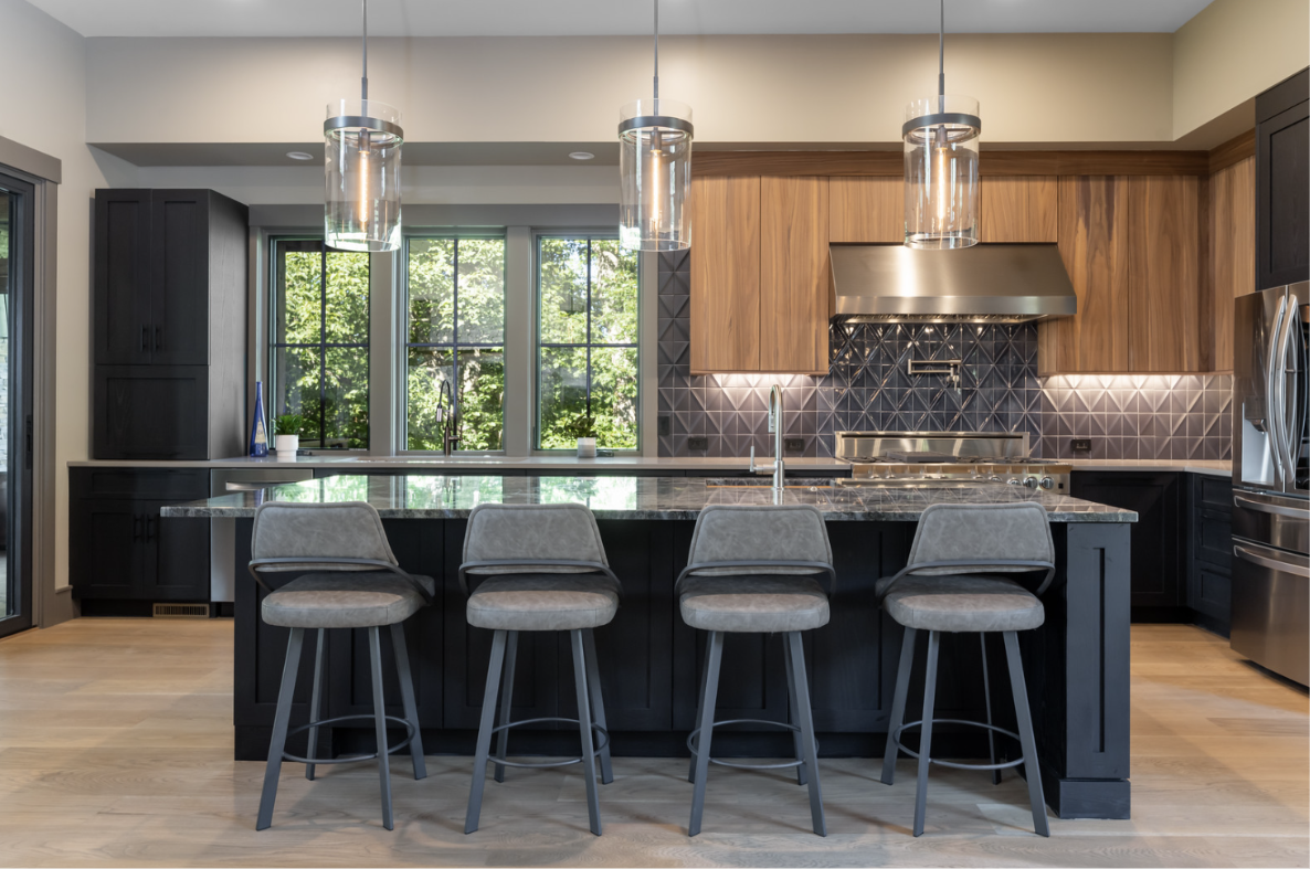 Kitchen counter with chairs