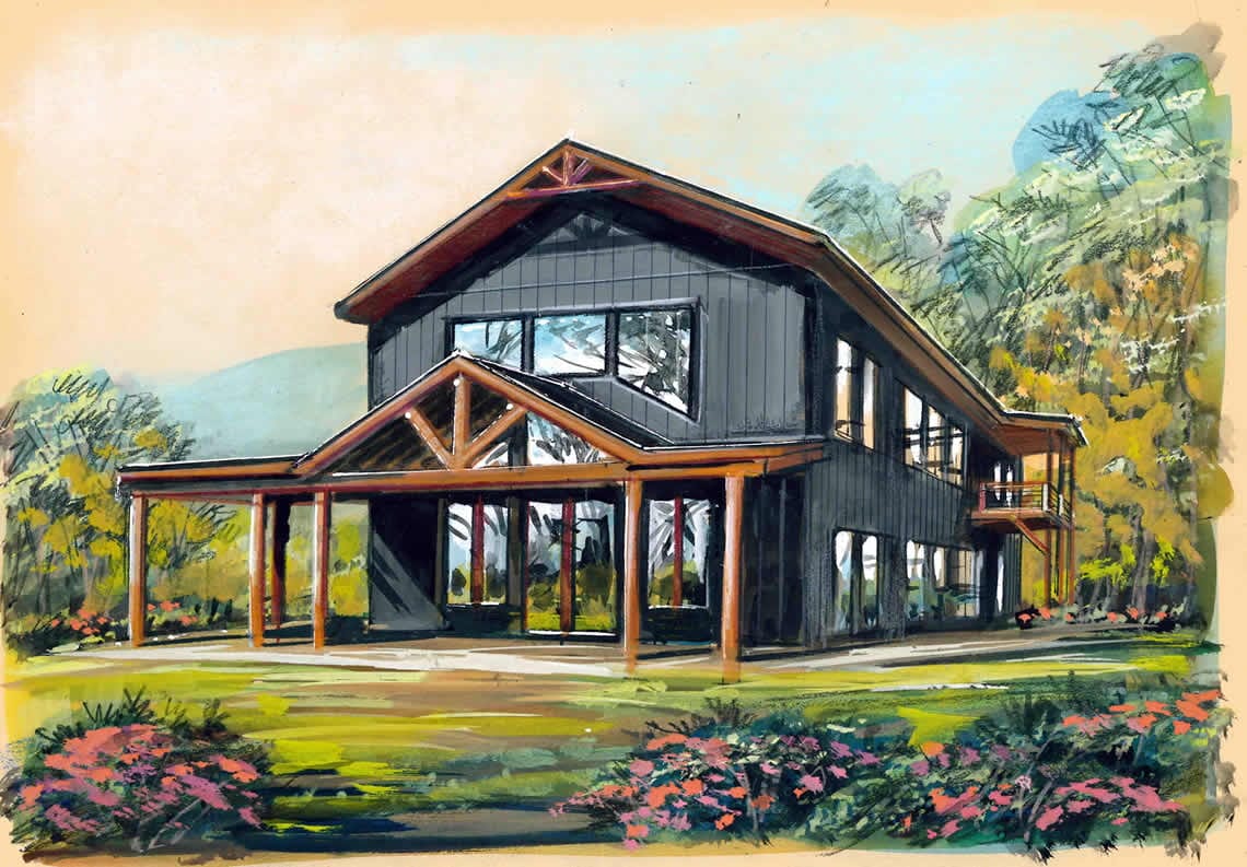 Custom Barndominium watercolor.