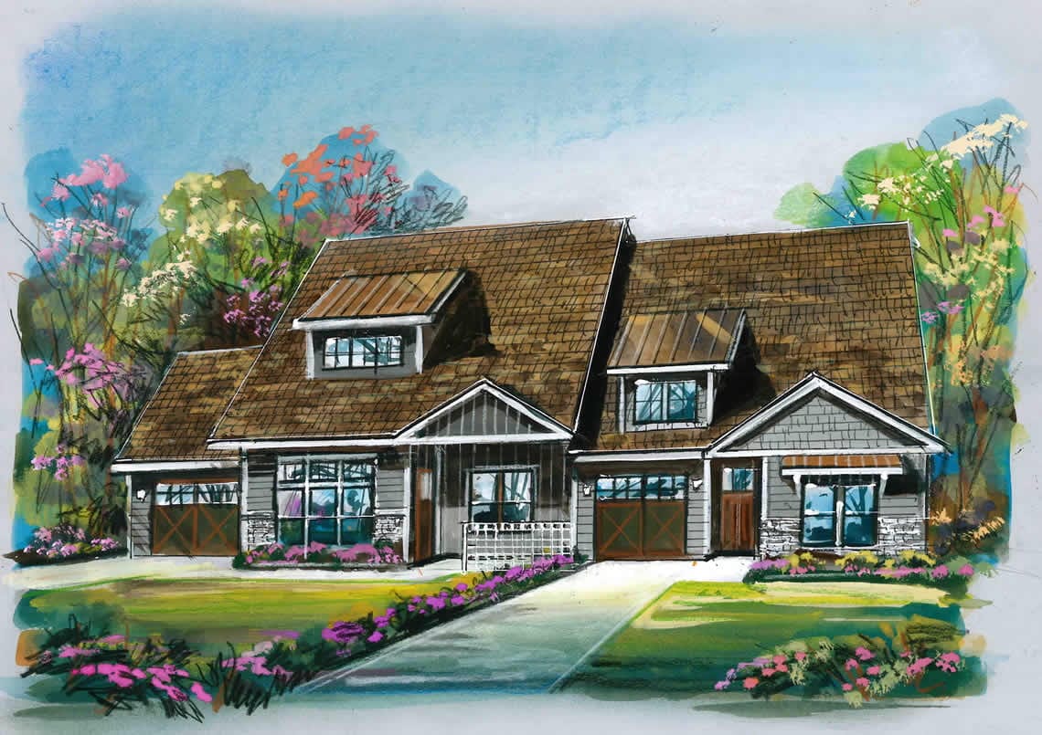 Laurelwood Village Townhomes watercolor.