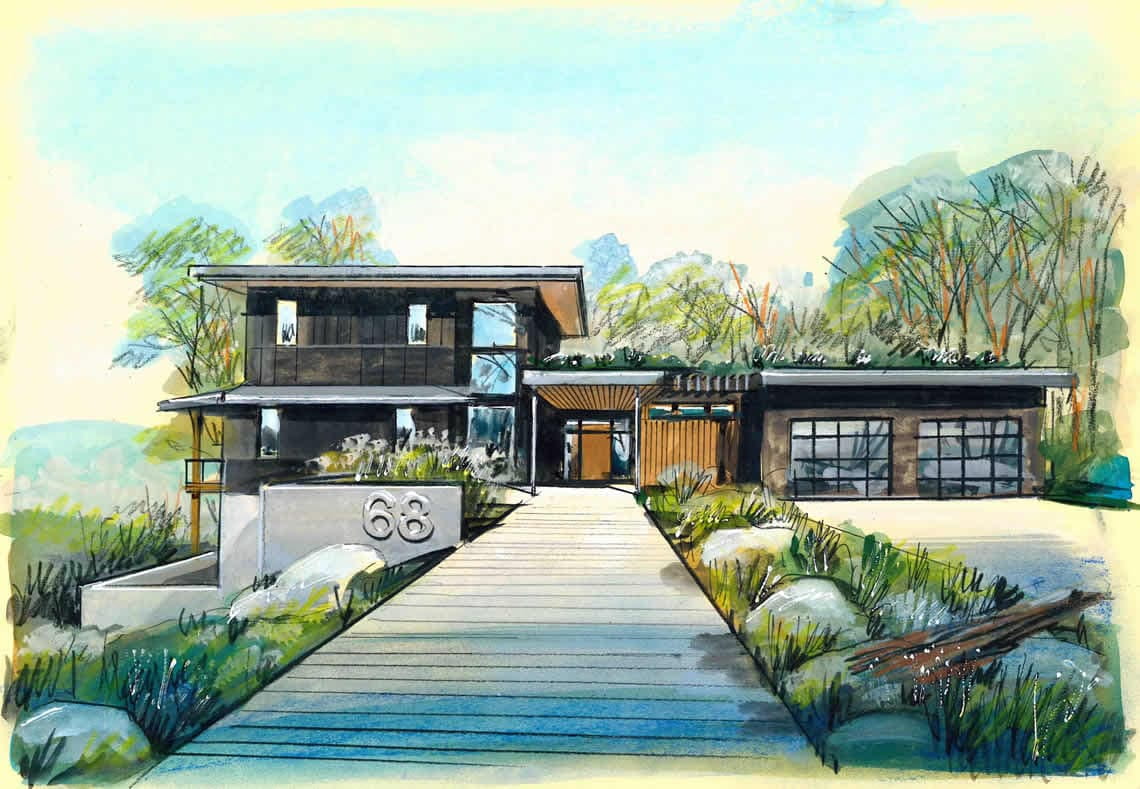 Longstreet Court watercolor.