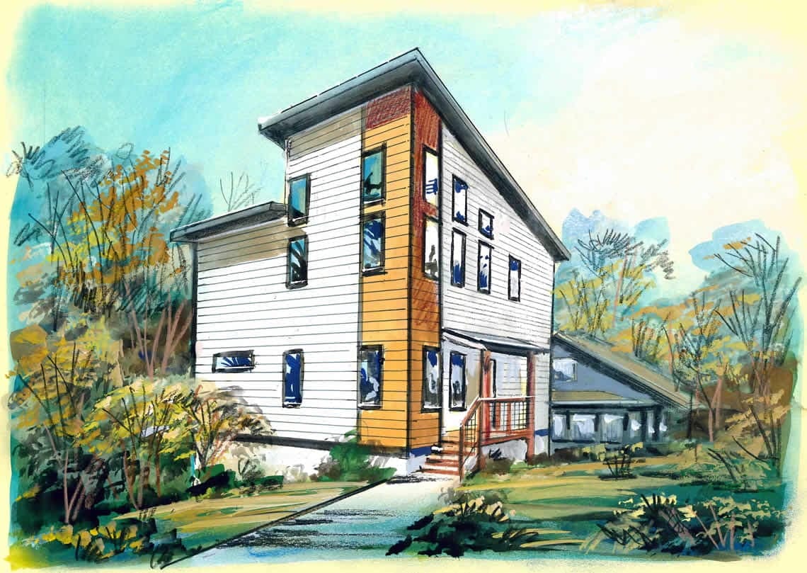 Sand Hill Road watercolor.
