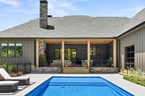 Benton Farms back porch overlooking pool.