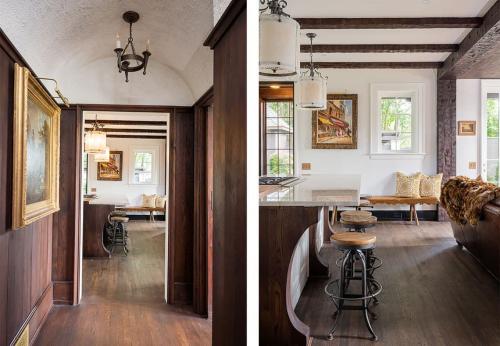 Photo of Biltmore Forest Remodel. Built to reflect the classic farm retreat homes of the past. Dark wood and exposed beams in the kitchen.