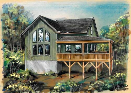 Blue Ridge Modern Farmhouse watercolor.