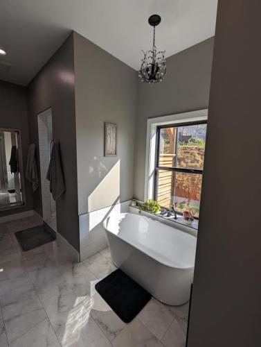 Custom Barndominium white porcelain tub.