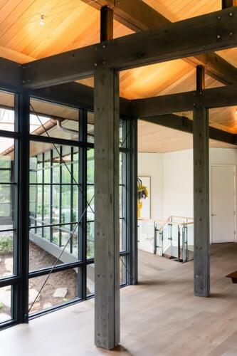 Walnut Valley modern beams.