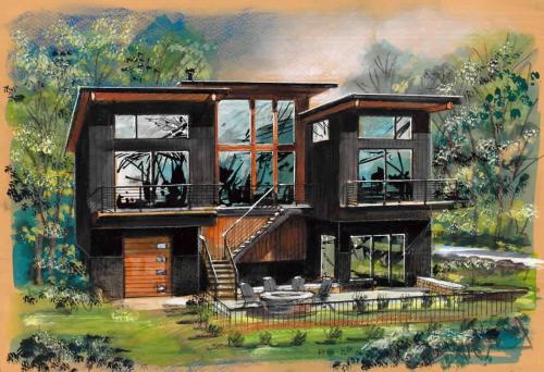 The Perch watercolor rendition.